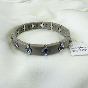 Lia Sophia NEW grey stretch bracelet with amethyst crystal inlay bracelet